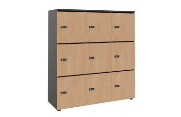 Casier de rangement de bureau Flexycaz 9 portes individuelles 3 x 3 cases L 120 x P 42 x H 131,4 cm +clé pass
