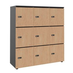 Casier de rangement de bureau Flexycaz 9 portes individuelles 3 x 3 cases L 120 x P 42 x H 131,4 cm +clé pass