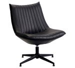 Fauteuil pivotant Edgar - Simili cuir noir - Pieds métal noirs