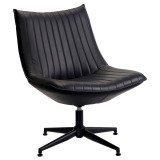 Fauteuil pivotant Edgar - Simili cuir noir - Pieds métal noirs
