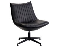 Fauteuil pivotant Edgar - Simili cuir noir - Pieds métal noirs