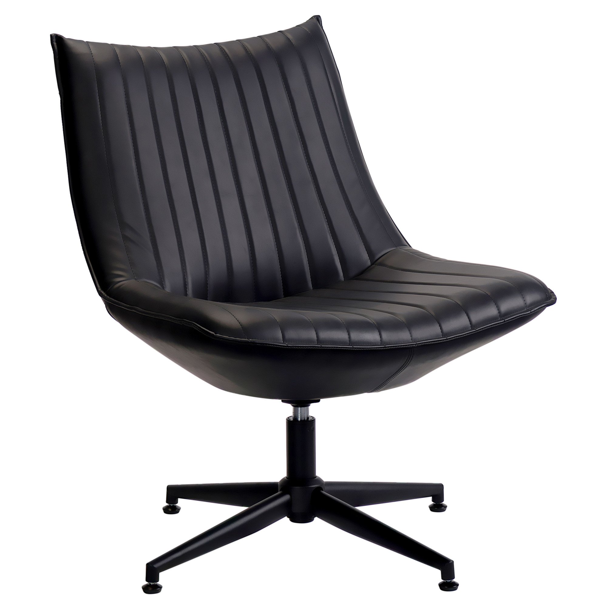 Fauteuil pivotant Nestor - Simili cuir noir - Pieds métal noirs