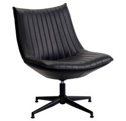 Fauteuil pivotant Edgar - Simili cuir noir - Pieds métal noirs
