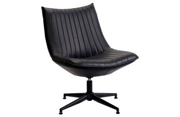 Fauteuil pivotant Nestor - Simili cuir noir - Pieds métal noirs