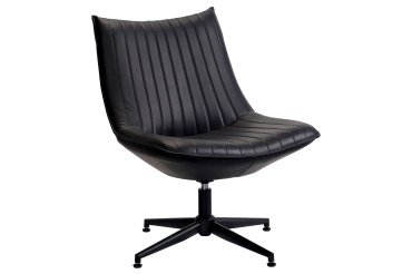 Fauteuil pivotant Nestor - Simili cuir noir - Pieds métal noirs
