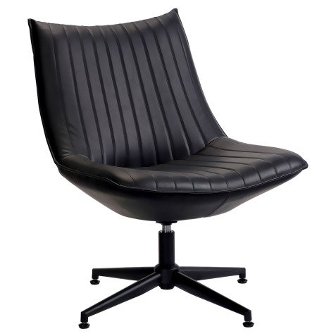 Fauteuil pivotant Edgar - Simili cuir noir - Pieds métal noirs