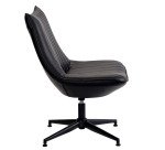 Fauteuil pivotant Edgar - Simili cuir noir - Pieds métal noirs