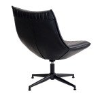 Fauteuil pivotant Edgar - Simili cuir noir - Pieds métal noirs