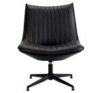 Fauteuil pivotant Edgar - Simili cuir noir - Pieds métal noirs