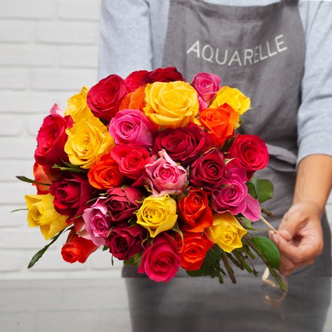 Bouquet de roses Arlequin