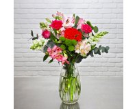Bouquet 100 % fleurs naturelles de France avec vase