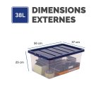 Boîte de rangement plastique emboîtable 38L