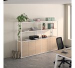 Bibliothèque Milea L 120 x P 41,5 x H 162 cm module suivant structure métal blanc 3 portes