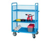 Carrello MG460 03N con 3 sponde in rete e 2 piani in lamiera, 1116 x 694 x 1500 mm
