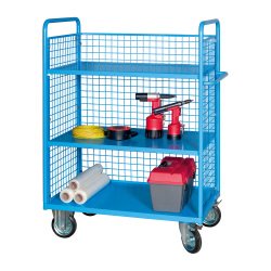 Carrello MG460 03N con 3 sponde in rete e 2 piani in lamiera, 1116 x 694 x 1500 mm