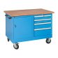 Banco da lavoro monoblocco RXM 120 02 su ruote con cassettiera e vano con ante, 1200 x 700 x 895 mm