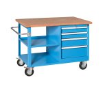 Banco da lavoro monoblocco RXM 120 01 su ruote con cassettiera e piano, 1200 x 700 x 895 mm