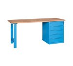Banco da lavoro componibile XL 200 10 su ruote con 5 cassetti, 2000 x 700 x 865 mm