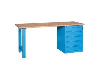 Banco da lavoro componibile XL 200 10 su ruote con 5 cassetti, 2000 x 700 x 865 mm