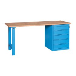 Banco da lavoro componibile XL 200 10 su ruote con 5 cassetti, 2000 x 700 x 865 mm