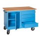 Banco da lavoro monoblocco XLM 120 02 su ruote con 4 cassetti e vano a giorno, 1200 x 700 x 905 mm