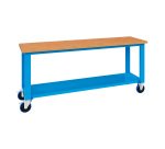 Banco da lavoro monoblocco su ruote MG 144 con piano in legno, 2000 x 700 x 905 mm