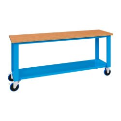 Banco da lavoro monoblocco su ruote MG 144 con piano in legno, 2000 x 700 x 905 mm