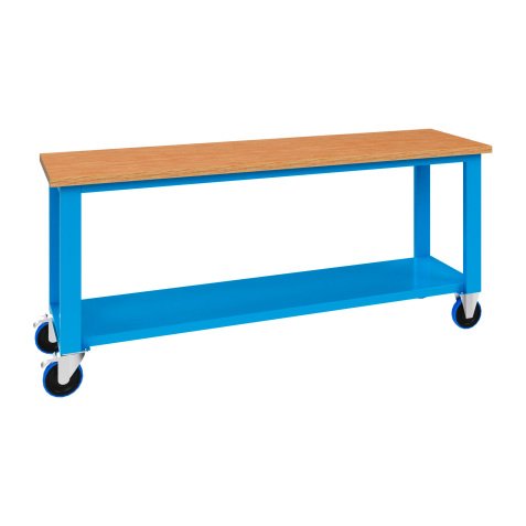 Banco da lavoro monoblocco su ruote MG 144 con piano in legno, 2000 x 700 x 905 mm