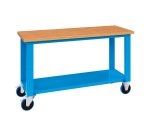 Banco da lavoro monoblocco su ruote MG 143 con piano in legno, 1500 x 700 x 905 mm