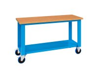 Banco da lavoro monoblocco su ruote MG 143 con piano in legno, 1500 x 700 x 905 mm