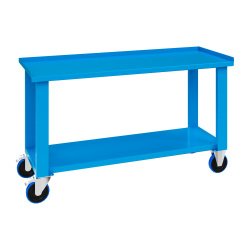 Banco da lavoro monoblocco su ruote MG 133 con piano in lamiera, 1500 x 700 x 870 mm