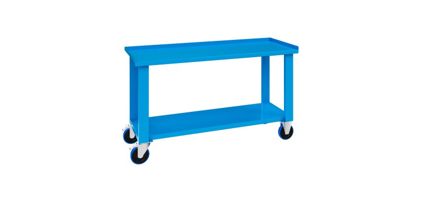 Banco da lavoro monoblocco su ruote MG 133 con piano in lamiera, 1500 x 700 x 870 mm