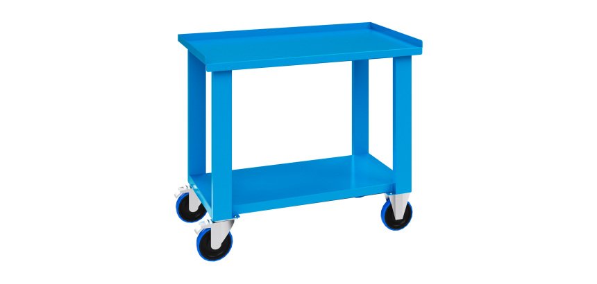 Banco da lavoro monoblocco su ruote MG 132 con piano in lamiera, 1000 x 700 x 870 mm