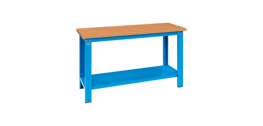 Banco da lavoro componibile MG 106S con piano in legno,1500 x 700 x 885 mm