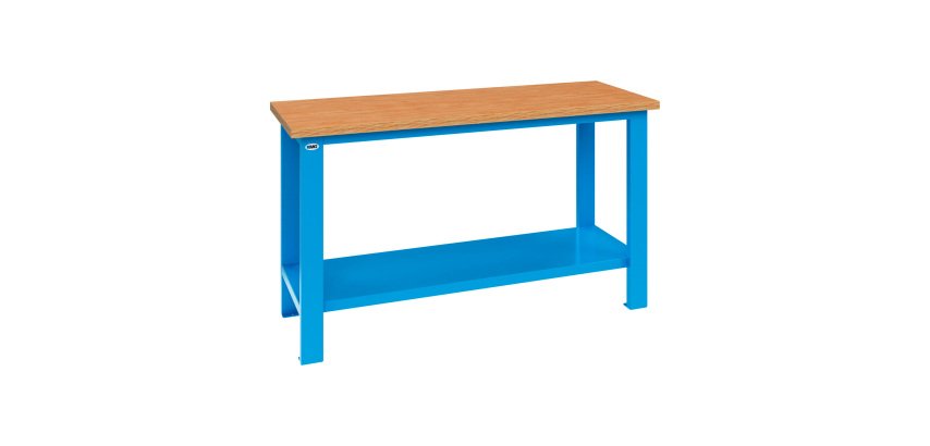 Banco da lavoro monoblocco MG 106 con piano in legno, 1500 x 700 x 885 mm