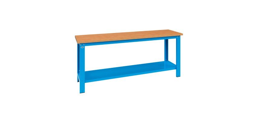 Banco da lavoro componibile MG 107S con piano in legno, 2000 x 700 x 885 mm