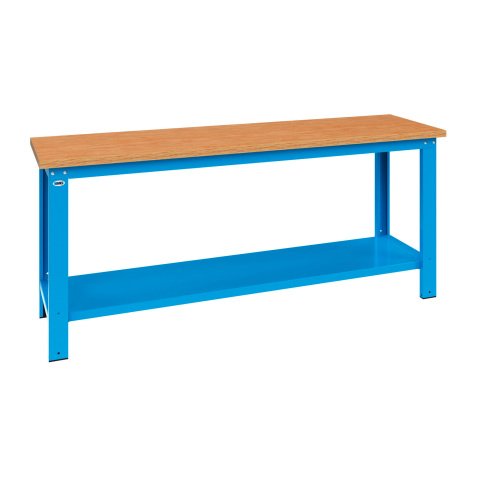 Banco da lavoro componibile MG 107S con piano in legno, 2000 x 700 x 885 mm