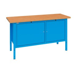 Banco da lavoro BX 150 03 con 2 vani con ante, 1500 x 700 x 870 mm
