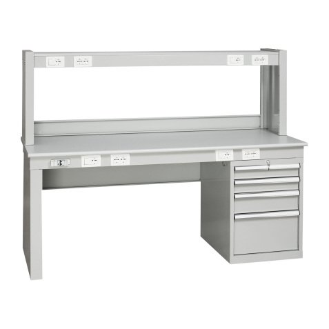 Banco elettrico BE121/B  con sopralzo e cassettiera, 2000 x 800 x 1540 mm
