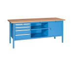 Banco da lavoro BX 200 01 con 4 cassetti, vano a giorno e vano con anta, 2000 x 700 x 870 mm
