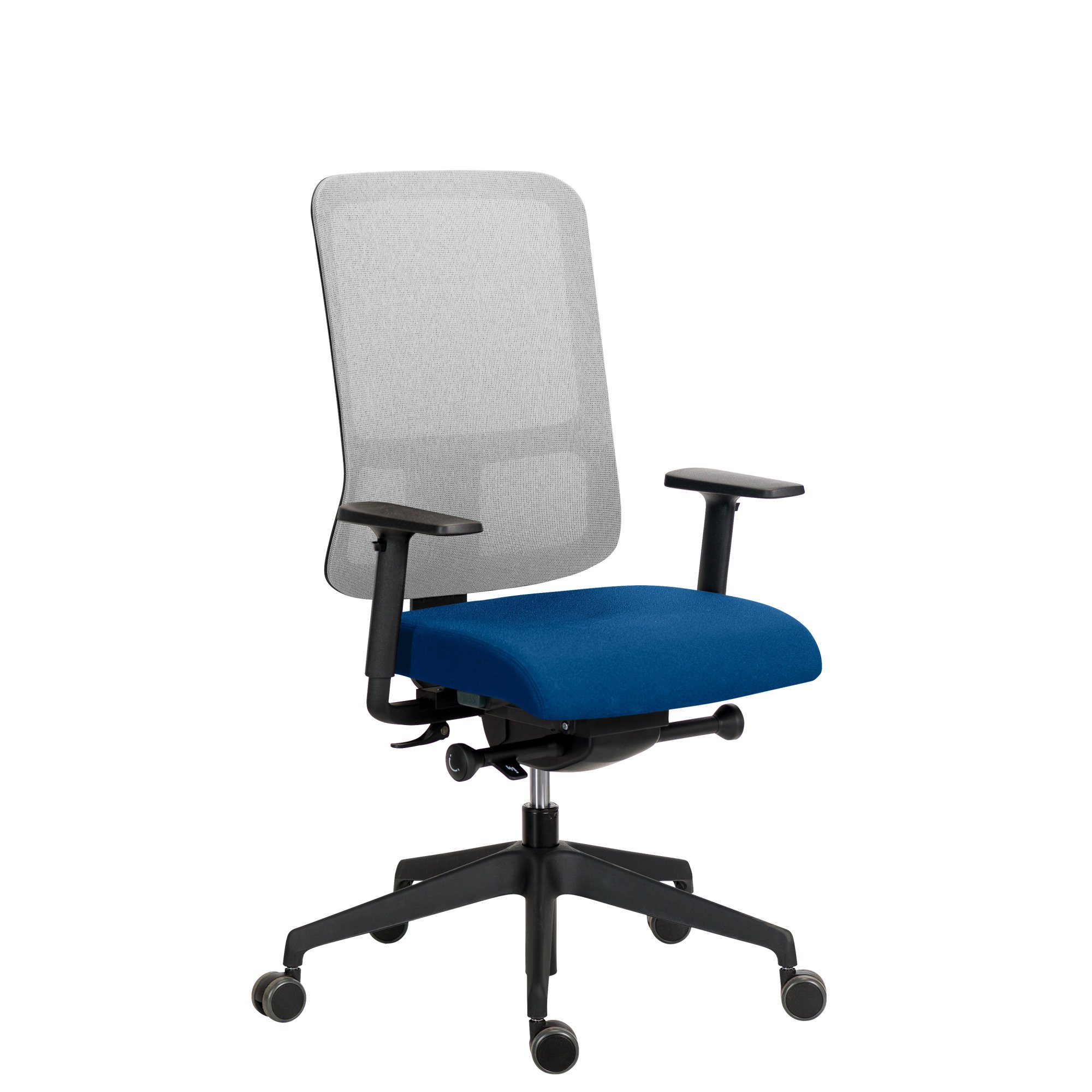 Chaise de bureau ergonomique Sitizen - Mécanisme synchrone - Tissu et maille - Dossier gris - avec ou sans accoudoirs - Pieds noirs