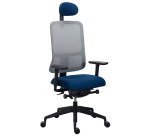 Chaise de bureau ergonomique Sitizen - Mécanisme synchrone -Tissu et maille - Dossier gris - Avec ou sans accoudoirs -Pieds noirs - Appui tête