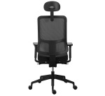 Chaise de bureau ergonomique Sitizen - Mécanisme synchrone avec profondeur d'assise réglable - Tissu et maille - Noir - avec ou sans accoudoirs - Pieds noirs - Appui tête