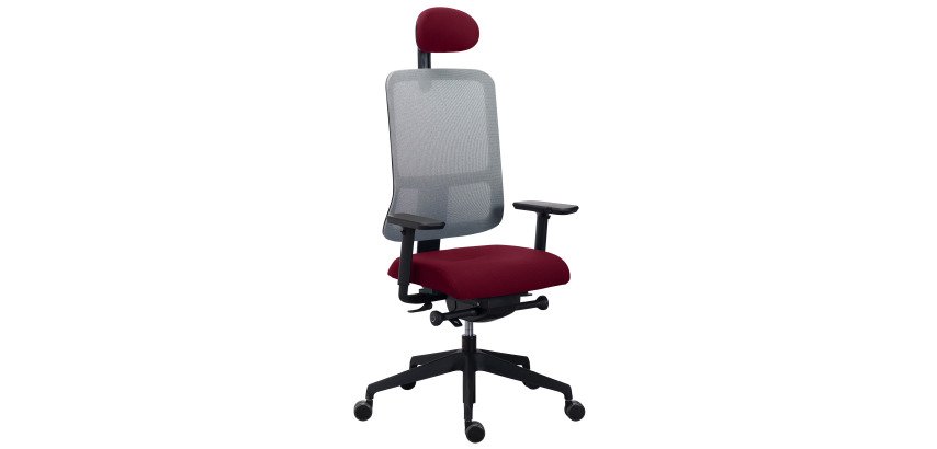 Office chair ergonomic Sitizen - Synchronous mechanism - Fabric and mesh - Gray backrest - With or without armrests - Black feet - Headrest