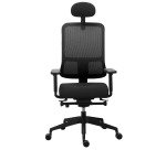 Chaise de bureau ergonomique Sitizen - Mécanisme synchrone avec profondeur d'assise réglable - Tissu et maille - Noir - avec ou sans accoudoirs - Pieds noirs - Appui tête