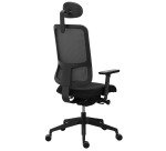 Chaise de bureau ergonomique Sitizen - Mécanisme synchrone avec profondeur d'assise réglable - Tissu et maille - Noir - avec ou sans accoudoirs - Pieds noirs - Appui tête