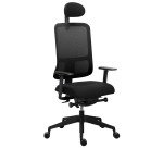 Chaise de bureau Ofys maille, accoudoirs 3D, appui-tete noir
