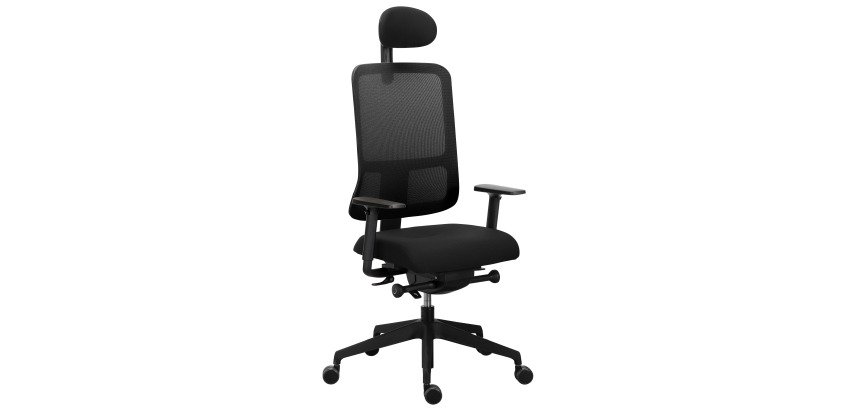 Chaise de bureau Ofys maille, accoudoirs 3D, appui-tete noir