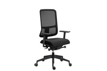 Chaise de bureau ergonomique Sitizen - Mécanisme synchrone - Tissu et maille - Noir - Avec ou sans accoudoirs - Pieds noirs