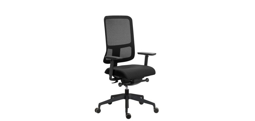 Chaise de bureau ergonomique Sitizen - Mécanisme synchrone - Tissu et maille - Noir - Avec ou sans accoudoirs - Pieds noirs